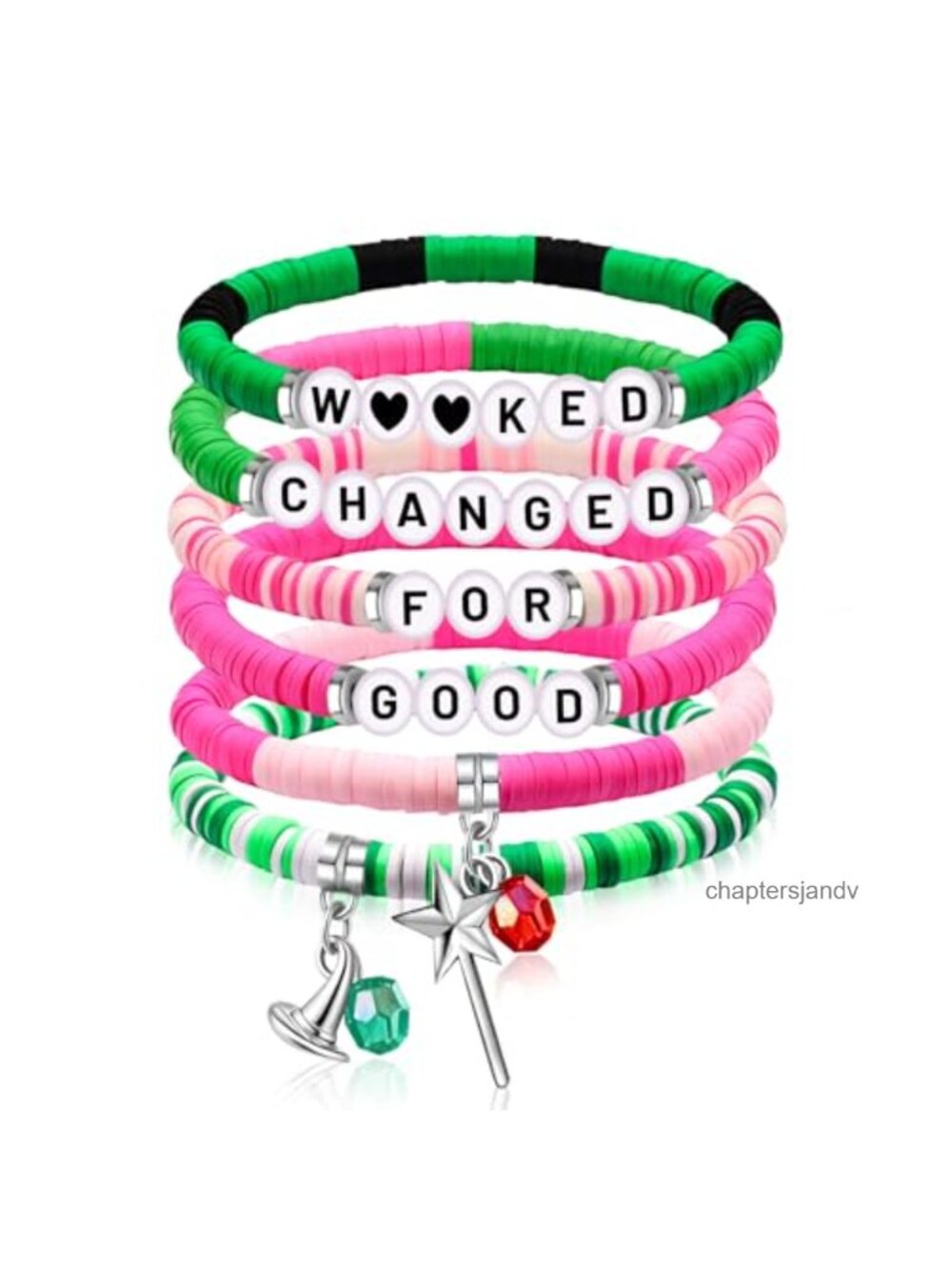 Beaded Stretch Bracelet Magic Wand Witch Hat Charm Fantasy Costume Jewelry